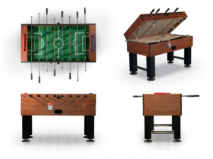 Игровой стол - футбол «Monako» (140x73x91см, коричневый, жетоноприемник)