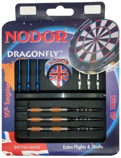 Набор из дротиков Nodor Dragonfly steeltip 23gr и аксессуаров (профессиональный уровень)